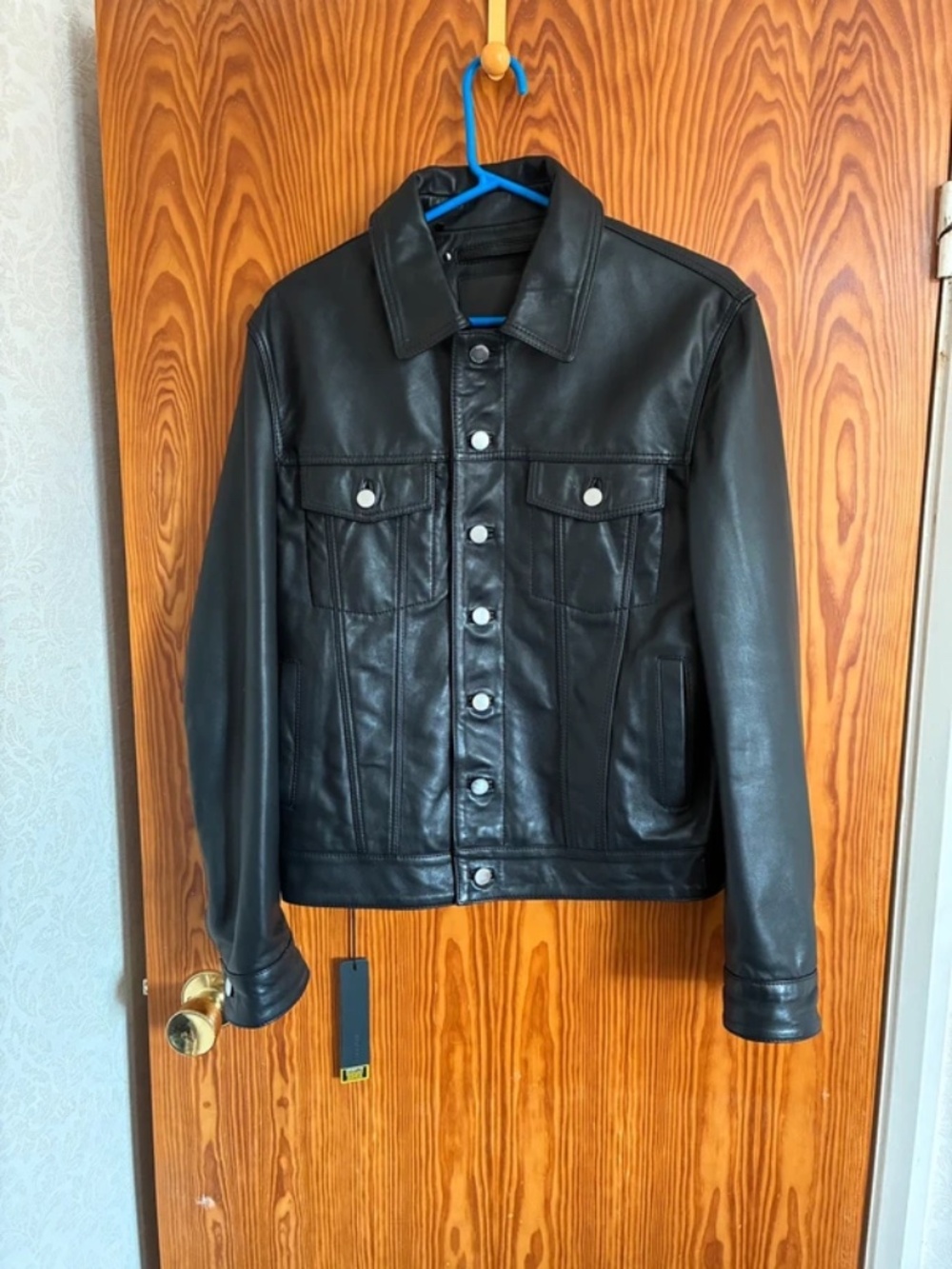 Men’s Bodaskins Black Leather Trucker Jacket